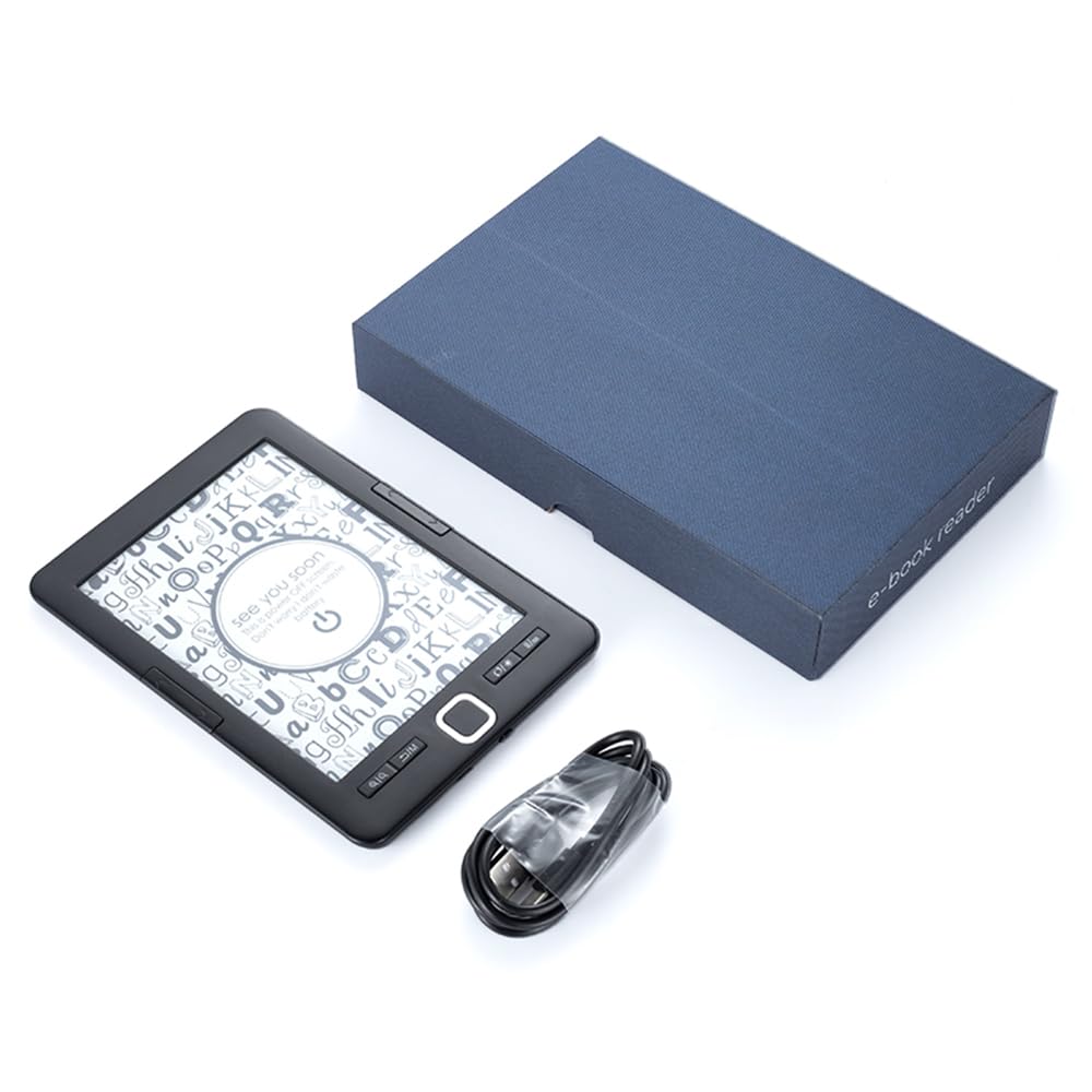 Docooler E-Book Reader 6'' Glimmerfrei und Augenfreundlich E-Reader mit Schutzhülle LED-Display Leichtes Audio Video PDF-Reader Schwarz
