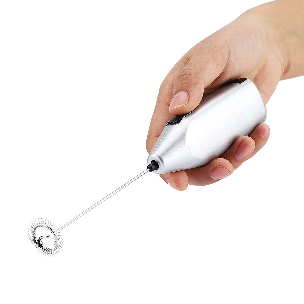 Milk Frother for Coffee, Handheld Electric Foam Maker, Mini Milk Foamer Drink Mixer, Electric Whisk for Coffee, Lattes, Hot Chocolate, Egg(Silver)