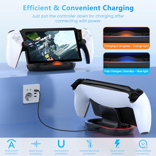 FASTSNAIL Charging Stand for PS Portal Compatible with Hard/Soft Cover, RGB Charge Station for TPU/EVA/Silicone Protective Case When Charging, Charge Holder for PlayStation 5 Portal (Black) - Image 6