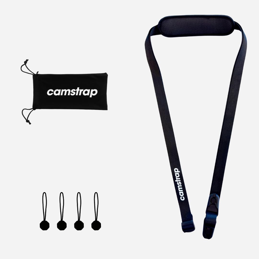 Camstrap - Sangle Appareil Photo et Jumelles Mains-Libres Ultra-Légère et Ajustable, Système d'attaches rapides avec connecteurs, Protection Optimale du Cou et du Dos, Universellement Adaptable