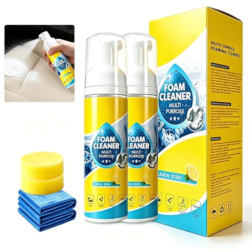 TANUTIL 4-in-1 Multi-Enzyme Foam Cleaner, New Foam No-Rinse Cleaner, All-Purpose Foam Cleaning Spray for Car Interior, Kitchen Grease, Bathroom Tiles, Sofa Upholstery（2Pcs
