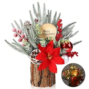 Small Christmas Tree Artificial Mini Tabletop Christmas Tree with Lights Christmas Ornaments Pine Cone Branches Red Berries for Christmas Party Home Indoor Decoration (13 Inches) Small Christmas Tree Artificial Mini Tabletop Christmas Tree with Lights Christmas Ornaments Pine Cone Branches Red Berries for Christmas Party Home Indoor Decoration 13 Inches