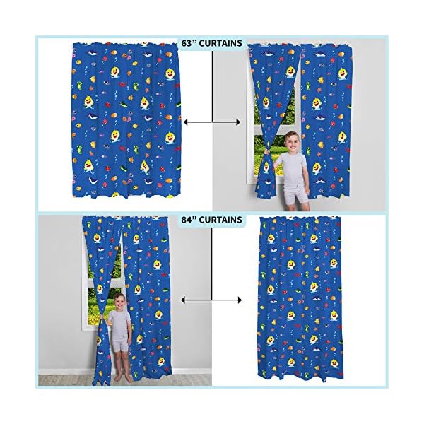 Franco Fenstervorhänge für Kinderzimmer, 208,3 x 160 cm, Baby Shark – Bild 6