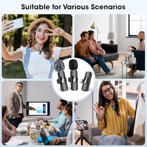 HMKCH Wireless Lavalier Microphone for Phone/iPhone/Computer, Dual Wireless Microphone for Video Recording, Live Stream, Vlog, YouTube, TikTok, Facebook, Zoom - Noise Reduction & Plug-Play - Image 5