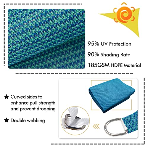 Image of KANAGAWA 21'X22' Sun Shade Sail Turquoise Mix Curved Rectangle Customizable