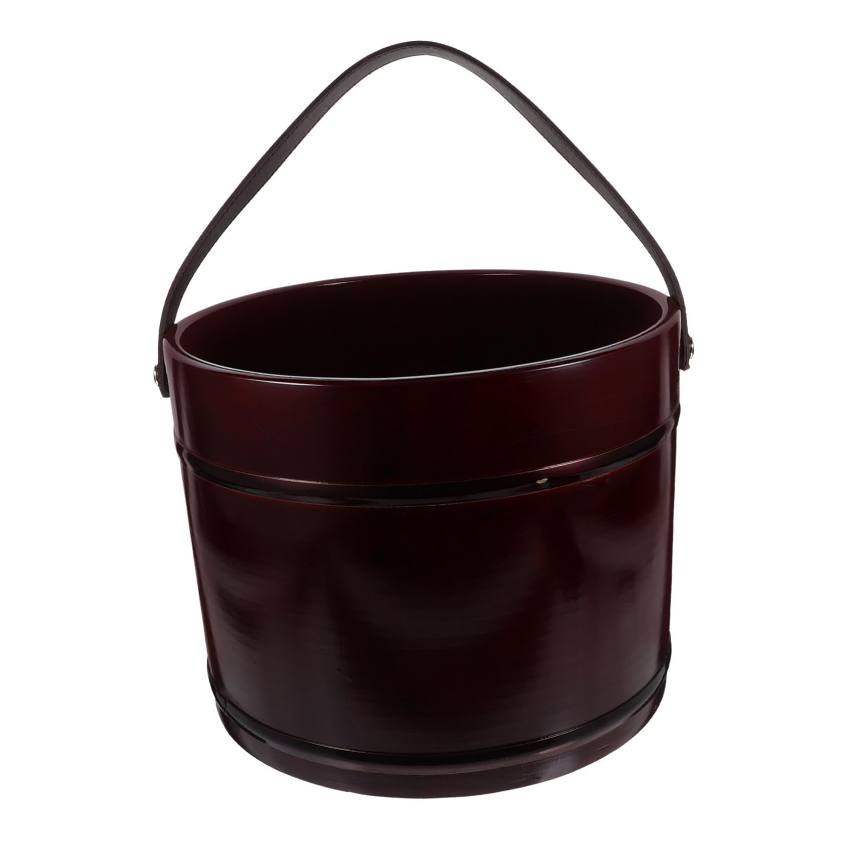 Mikikit Secchio in Legno Massello per Pediluvio Multifunzionale Vasca da Bagno per Piedi e Lavaggio Mani Portatile con Manico in Pelle Uso Domestico e Outdoor Resistente e Durevole