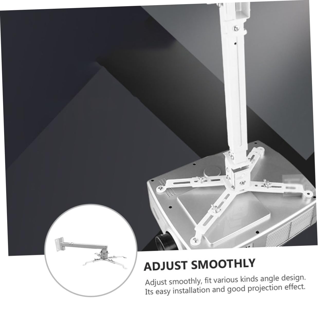 DOITOOL Support de Plafond pour Vidéoprojecteur en Acier au Carbone, Longueur Réglable 40-65cm, Installation Facile pour Usage Domestique