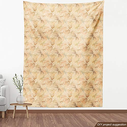 Image of Ambesonne Beige Fabric by The Yard, Vintage Birds and Dragonflies Artprint with Modern Doodle Style Animal Inspired Design, Decorative Fabric for Upholstery and Home Accents, 3 Yards, Cream