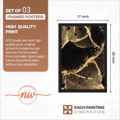 Image of NoWorries Wood Gold Marble Modern Art Wall Paintings For Living Room /Wall Hangings For Home Decor (Theme-Minimal) Multicolor Frame (Art-17, 17x25inch)