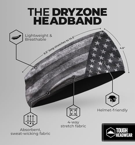 Image of Tough Headwear Tough Outfitters Headband for Men - Mens Headbands - Working Out Sports Performance Head Bands - Athletic Cycling Running Sweat Band, Football Headbands - Sweat Bands Men /Women