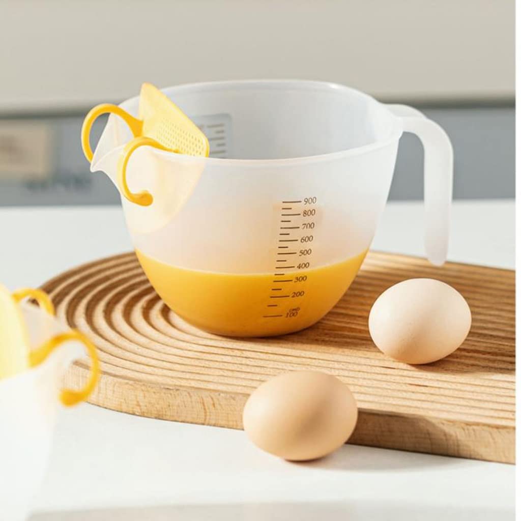 pcs Tarte Passoire Tasses À Mesurer avec Échelle Grande Capacité De Qualité Alimentaire Tasses À Mesurer Cuisson en Plastique Tasses À Battre Les Oeufs (1000 ML)