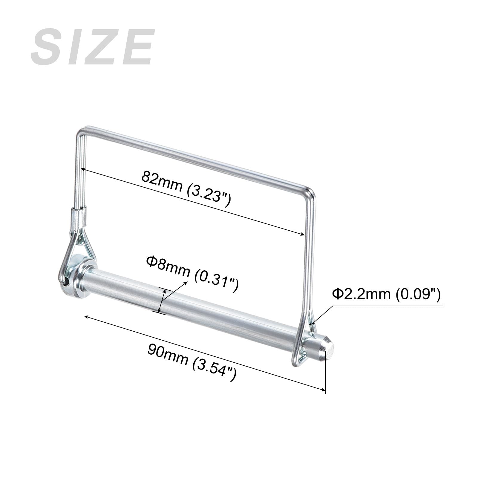 METALLIXITY Square Safety Coupler Pin 3pcs (5/16"x3.54"/ 8x90mm), Carbon Steel Shaft Locking Pin - Image 2