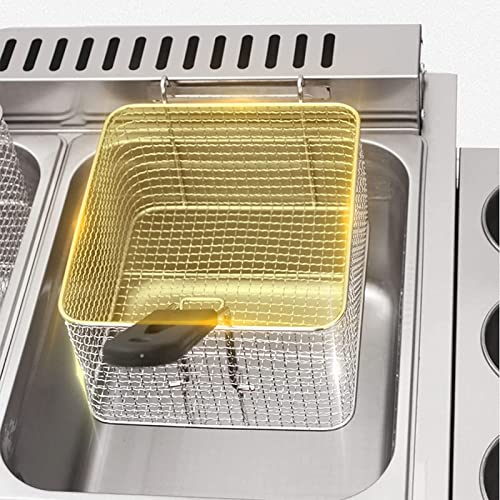 Kommerzielle Fritteuse mit Deckel, 2 x 6 l Doppelzylinder-Fritteusen, abnehmbarer Ölkorb aus Edelstahl 304 in Lebensmittelqualität, Ölfritteuse für Pommes Frites – Bild 6