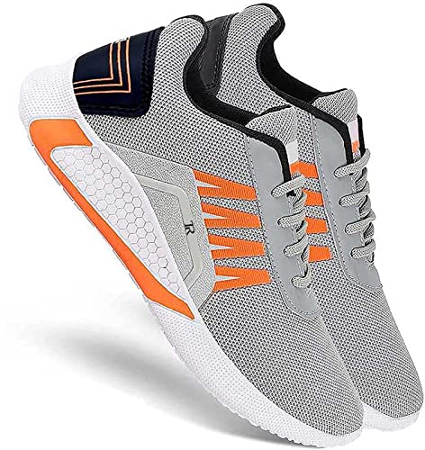 DzVR Mens and Boys Sports - Shoes for Running, Jogging, Gym Training, Walking, Camping, Hiking (Color-Grey)