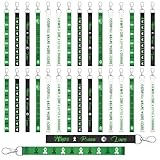 30Pcs Mental Health Awareness Ribbon Keychains Green Ribbons Inspirational Polyester Keyrings Lanyards for Campaigns Fundraiser Charity Activity Supplies Gifts