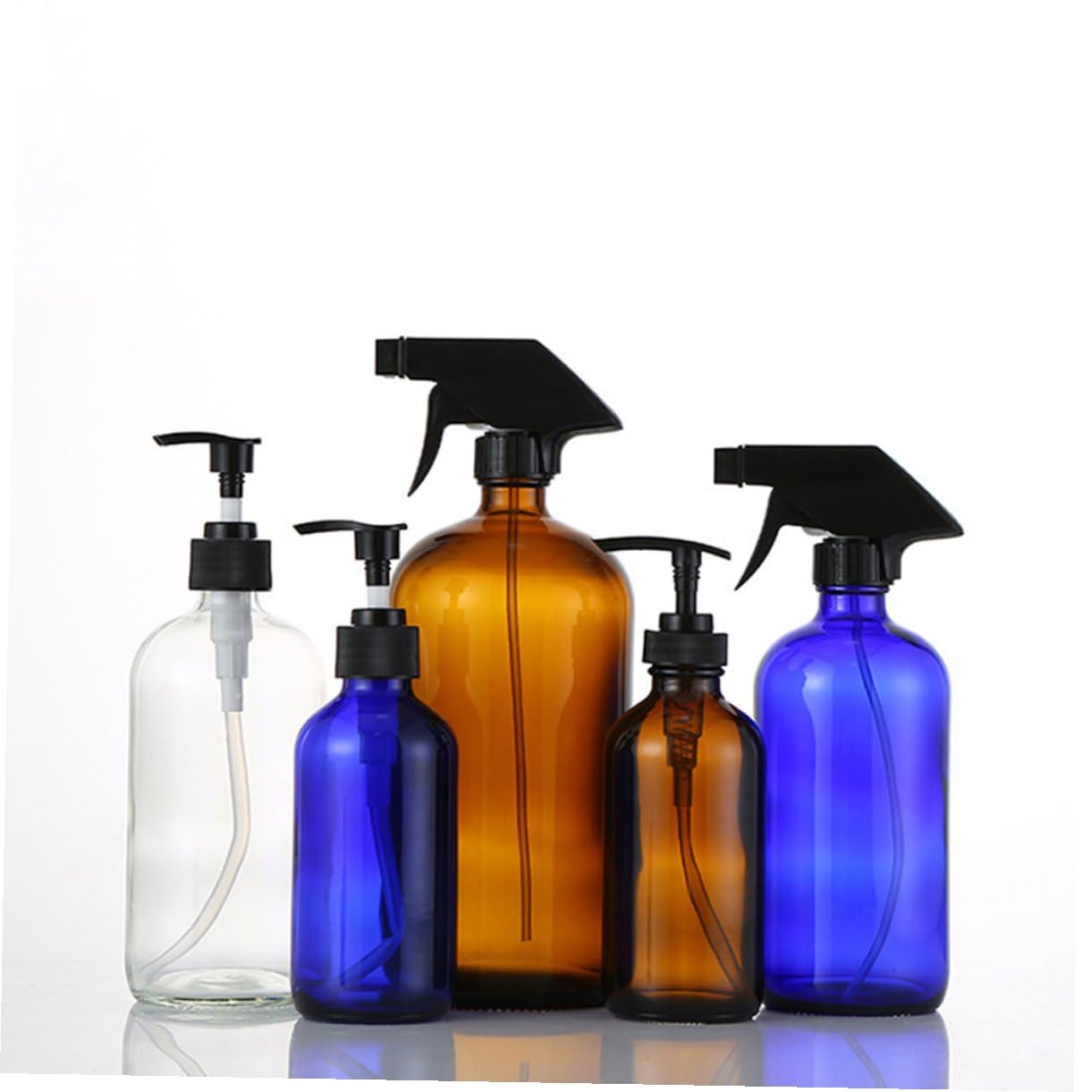 VILLCASE 2 Stück Braune Sprühflaschen aus Glas 500 ml Wiederbefüllbare Leere Sprühflaschen mit Auslöser Auslaufsichere Make Up und Hautpflege Tragbar für Reisen und Outdoor