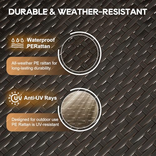 Image of FDW 4-Piece Patio Furniture Set | Brown | Outdoor Wicker Furniture