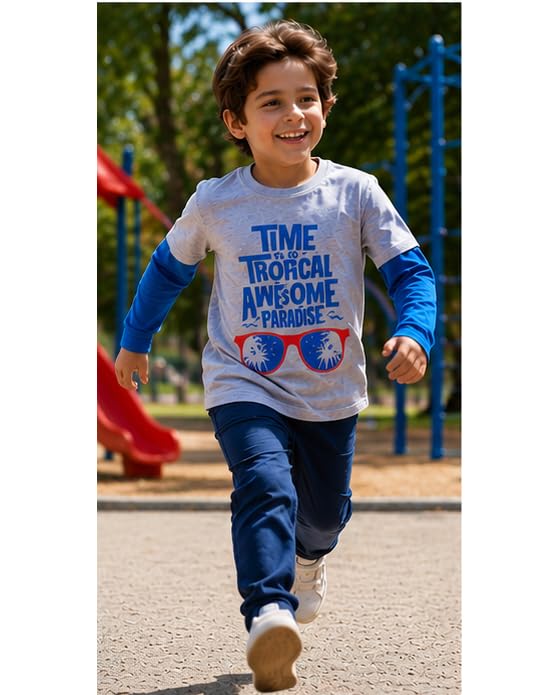Image of T2F Boy's Cotton Regular Fit Full Sleeve T-Shirt(Pack of 5)