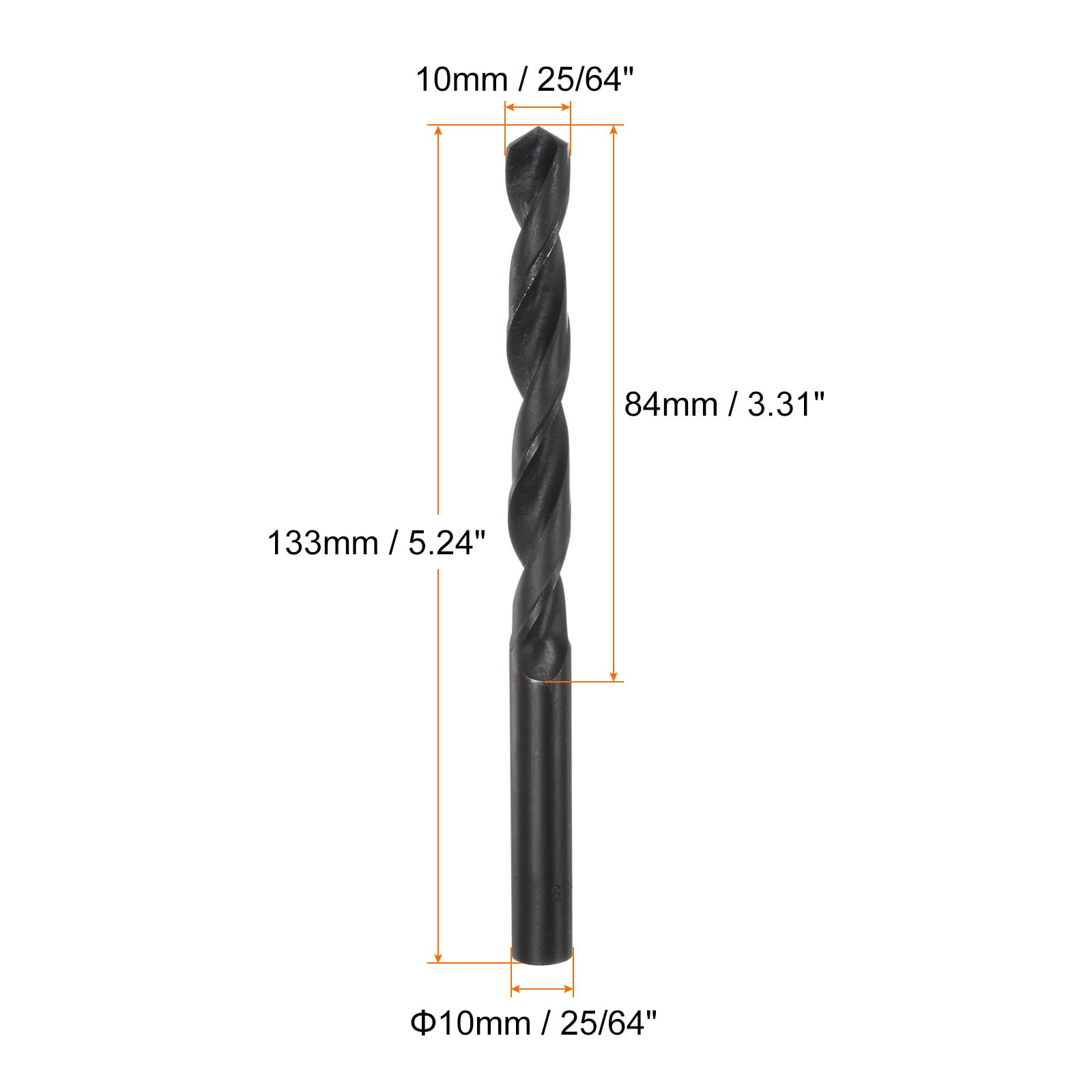 HARFINGTON 10 brocas Jobber de 10 mm (25/64 pulgadas) con revestimiento de nitruro de acero de alta velocidad (HSS) 4241 brocas helicoidales para acero inoxidable, cobre, aleación de aluminio, metal,