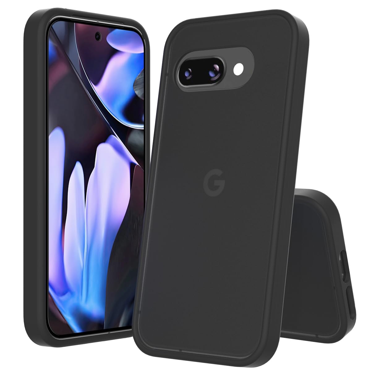 Ryphez Case for Google Pixel 9A,Shockproof Military Grade Drop Protection with Frosted Translucent Back Cover Case for Google Pixel 9a (Black)