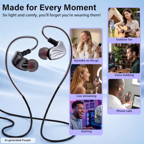 Image of Online Karaoke Headset w /Mic & Voice Changer Sound Effects for TikTok Live | Real-time Monitoring, Plug & Play Earbuds for Streaming Singing Gaming, Beginner Friendly for Twitch YouTube Content Creators