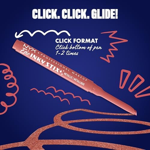 NYX PROFESSIONAL MAKEUP Epic Inky Stix Eyeliner, Mechanical Cream Gel Eyeliner, Waterproof Formula With Up To 24HR Wear - 12 Blush Byte (Metallic Coral Pink) - 3