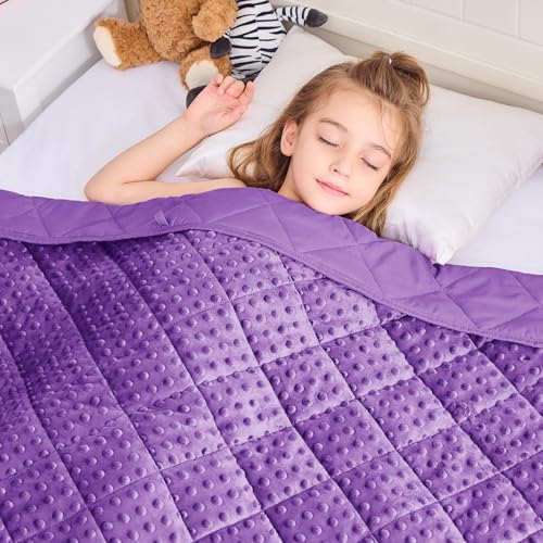 Image of Purple Weighted Blanket 7lbs, 40 inchx60 inch, Breathable Cooling Minky Heavy Throw Blanket for 60-90lbs, Soft Winter Thick Big Blankets Weighted Comforter Gift