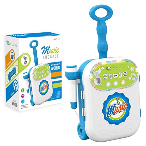 Preisvergleich Produktbild Searchyou - Mikrofon Spielzeug Karaoke Musik Gepäck Koffer, Bewegliche Karaoke Maschine Musikspielzeug für Kinder - Blau