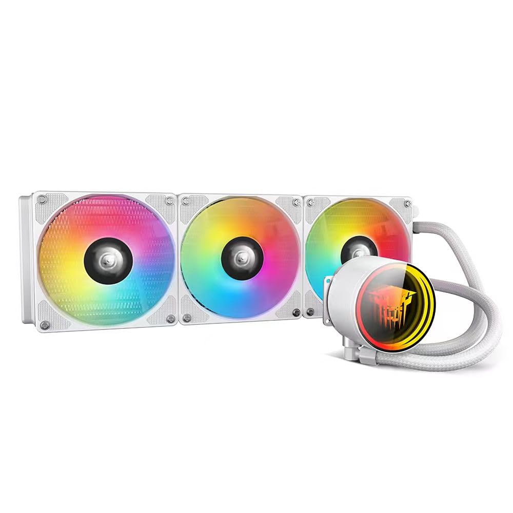 TZMRIT TK1 Farbiges Licht Aio Wasserkühlung CPU Kühler 800-1800RPM PWM Lüfter,Für LGA115X/1200/1700/1366/2011/2066,Für FM2/FM2+/AM3+/AM4/AM5 (360 White)