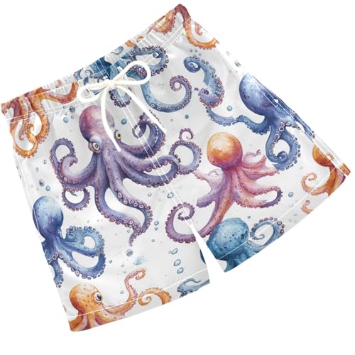 Pigsaly Boys' Swim Board Shorts Tentacles Colorful Octopus Boy's Swim Trunks Kids Swimwear XS