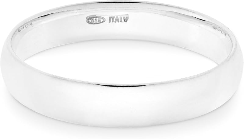 Miabella Anillo de plata de ley 925 con forma de cúpula de ajuste cómodo para mujeres y hombres | 2mm, 4mm, 6mm, Joyería Fina, Hecho en Italia
