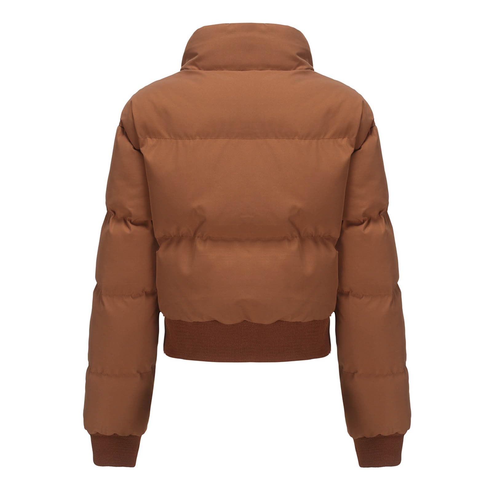 Abrigo Corto de Invierno con Cuello para Mujer Chaqueta Acolchada Informal Holgada de Manga Larga Clima Frío