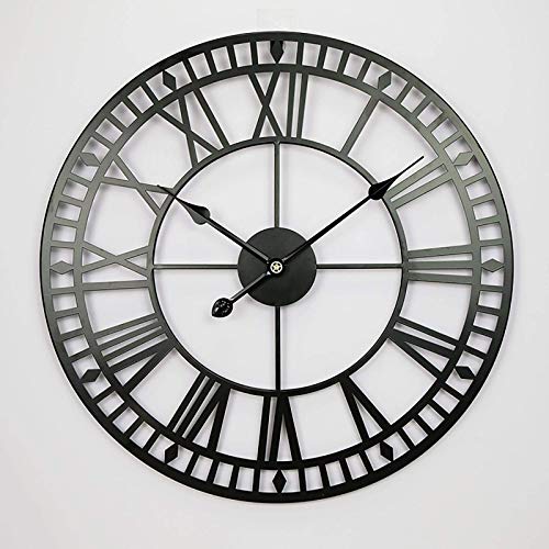 GTHTUHFD Reloj De Pared para Exteriores, Resistente Al Agua, con Números Romanos Retro, Estilo Hierro, Silencioso, Funciona con Pilas, 40 Cm.,A