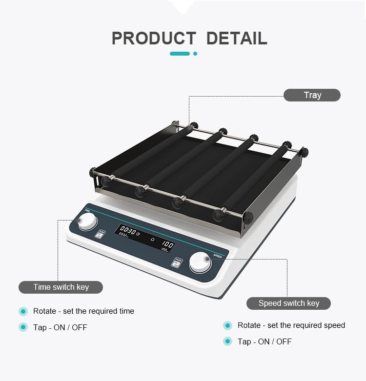Orbital Shaker Laboratory Orbital Shaker with Speed Range 40 to 200rpm Max Load 5kg Plate Size 320 * 320mm Circular Swing Orbit Diameter 20mm Max Load 5kg Timing Function