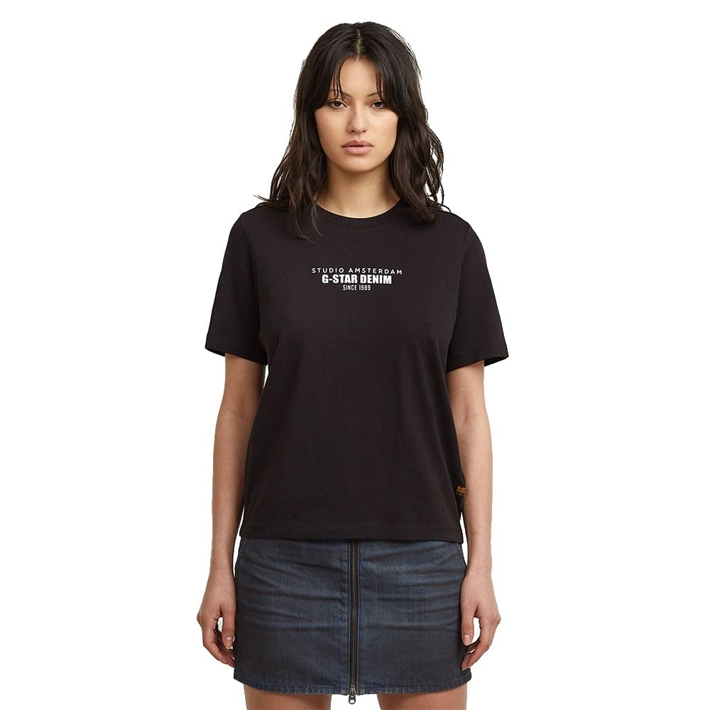 G-STAR Women's HD Graphic T-Shirt, BLACK (dk black D27976-C336-6484), L