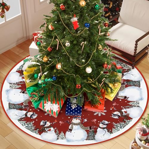 ZoneYan Jupe de Sapin de Noël 120 cm, Couvre Pied Sapin Noël Rond, Tapis Sapins de Noels Rouge, Cache Pied Sapins, Jupe d'arbre Tapis, Couverture pour Fête Arbre de Noëls Décoration – vue 4
