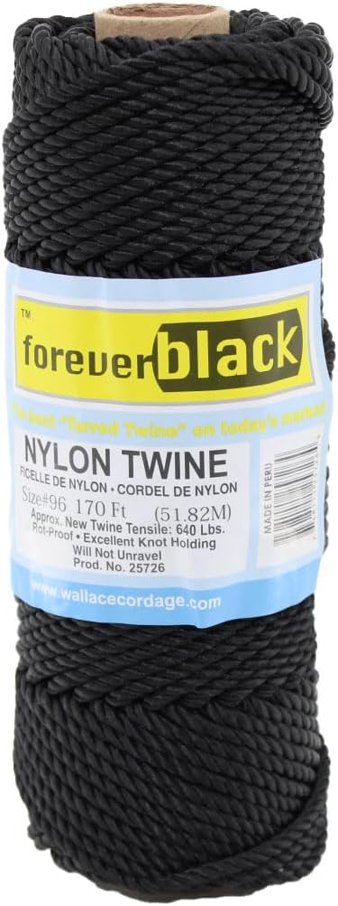 #9 X 550' Forever Black Tarred Twisted Nylon Twine 1/4 lb