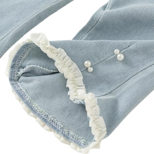 Little Girl Summer Jeans Pants Toddler Elastic Waist Lace Trousers4