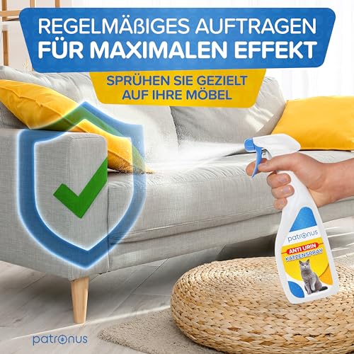 Katzen-Abwehrspray gegen Urinieren & Kratzen 500ml - Fernhaltespray für Innen gegen Katzen mit Sofort- & Langzeitwirkung - inkl. Knabberschutz - hochwirksam