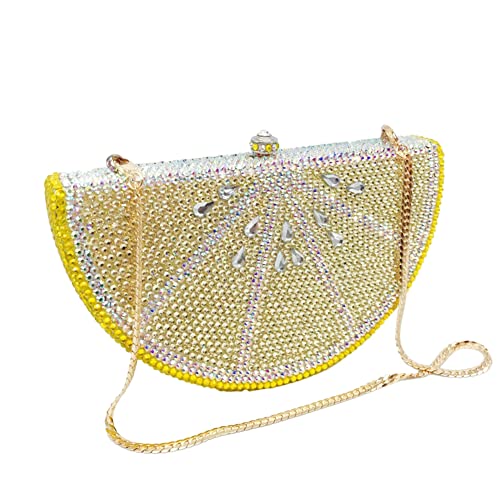 Image of Women Cute Fruit Evening Clutch Sparkling Rhinestones Purse Crystal Banquet Prom Shoulder Bag