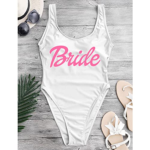MUZHI Bride Retro One Piece Swimsuit Wifey Squad Swimwear Removable Pad Bathing Suit for Bridal Party Gift3