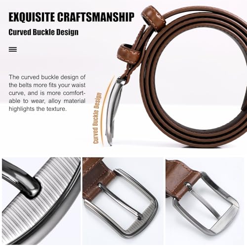 FIORETTO Men's Genuine Leather Belts, Double Stitched Dress Belts, Fashion & Classic Designs for Work Business and Casual3