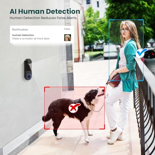 Image of Smart Video Doorbell Camera with AI Motion Detection, Night Vision, Cloud Storage, 2 Way Audio, Battery Powered, 2.4GHz Wi-Fi Only