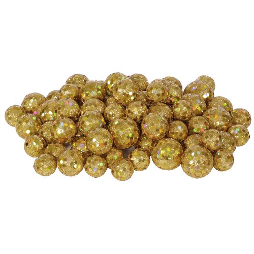60ct Gold Sequin and Glitter Christmas Ball Decorations 0.8