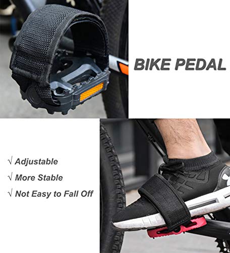 Qeedy Bike Pedal Straps Pedal 2 Pieces Universal Bicycle Feet Strap Pedal Straps Toe Clips Straps Tape for Fixed Gear Bike (Blue) - Thumbnail 3