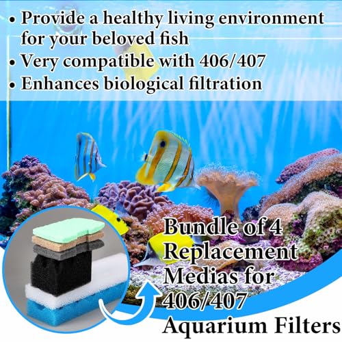 Image of Threlaco 32 Pcs Filter Media Compatible with 406 /407 Filters, Aquarium Replacement Maintenance Kit Including Biological Sponge, Ammonia /Phosphate /Nitrite Remover Pad, Aquarium Towel, Grease