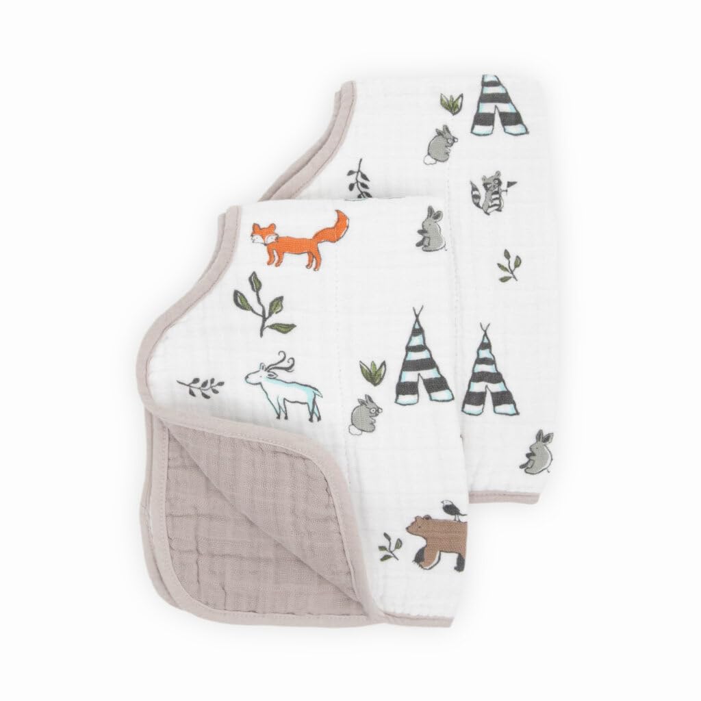 Little Unicorn - Paquete de 2 paños de muselina de algodón para eructos, 100% algodón, de revestimiento múltiple, ultra absorbentes y suaves, diseño ergonómico, eructo recién nacido, reversible,