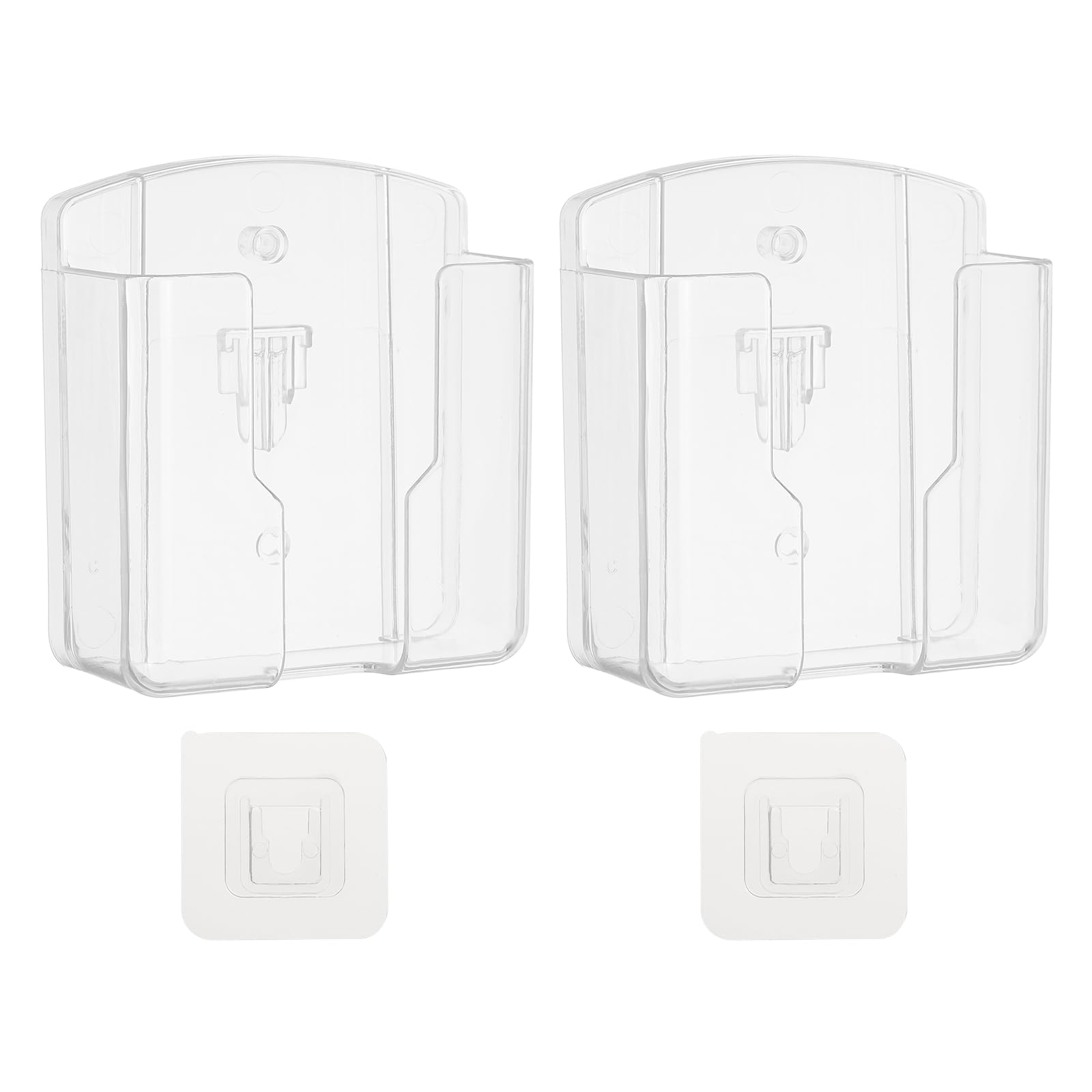 sourcing map 2Pcs Remote Control Holder Wall Mount, (90 x 41.5 x 100mm)-Universal TV AC Remote Controller Organizer Box Air Conditioner Media Player Rack Holder for Home/Office/School, Clear