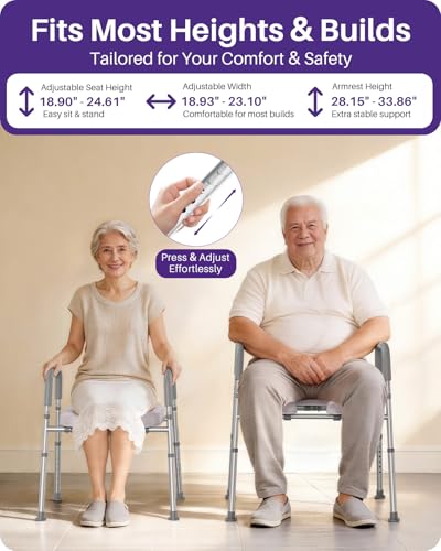 Image of KEKOY Toilet Seat Risers for Seniors, Adjustable Height Width, Fits Most Users | Padded Elevated with Handles, Tool Free Install, Fits Most Round Elongated Toilets for Handicap,Ideal for Bathroom, Grey