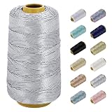 Uiopa Hilo Metalizado para Crochet, 100g/300m Hilo Plata de Poliéster Brillante, Cuerda Metalizado Hilos Ganchillo para Bolso, Cestas, Gorros, Decoración, Manualidades